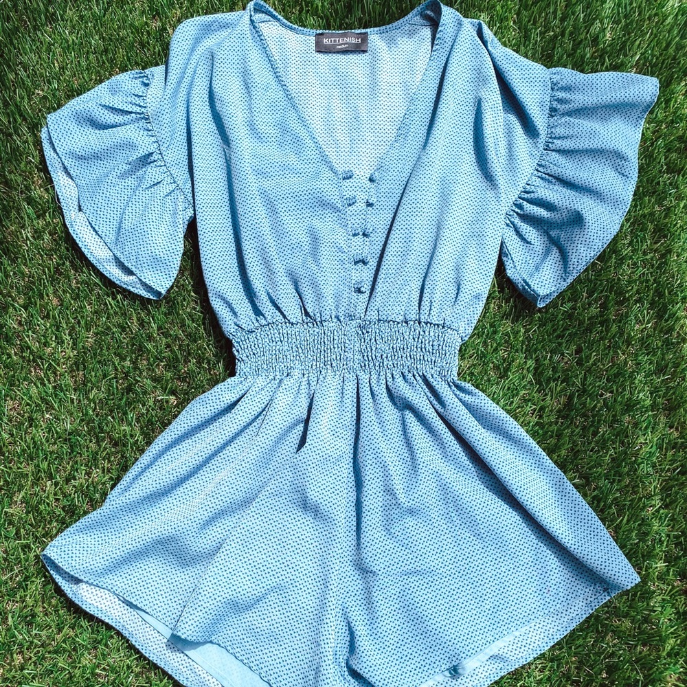 Light blue KITTENISH romper!